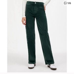 NWT Madewell Emmett Wide-Leg Pant Corduroy Welt Pocket Luxury Forest Green